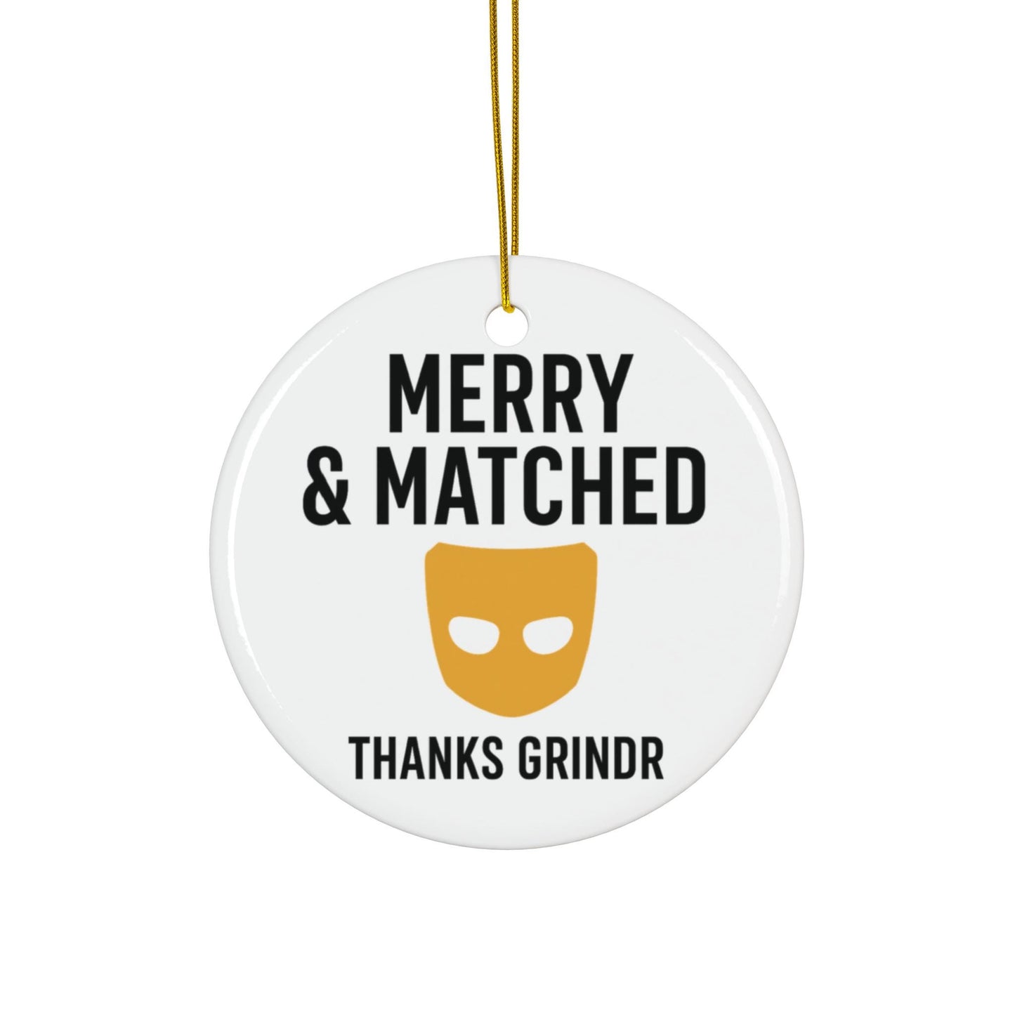 Gay Couple Christmas Ornament: Merry & Matched Grindr Dating App LGBT Love Story Holiday Decor Gift