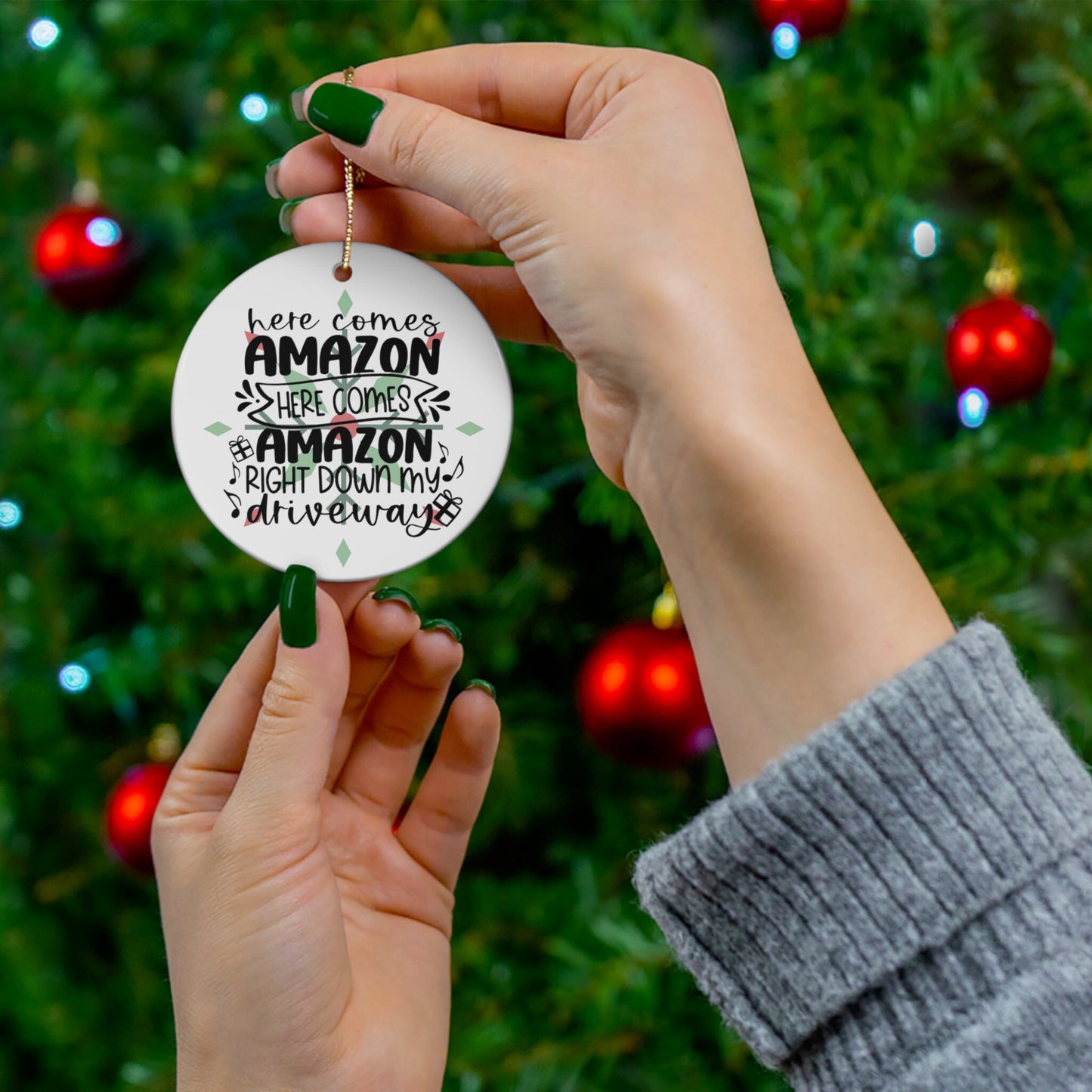 Amazon Addict Christmas Ornament – Online Shopping Funny Gag Gift for Friends or Family