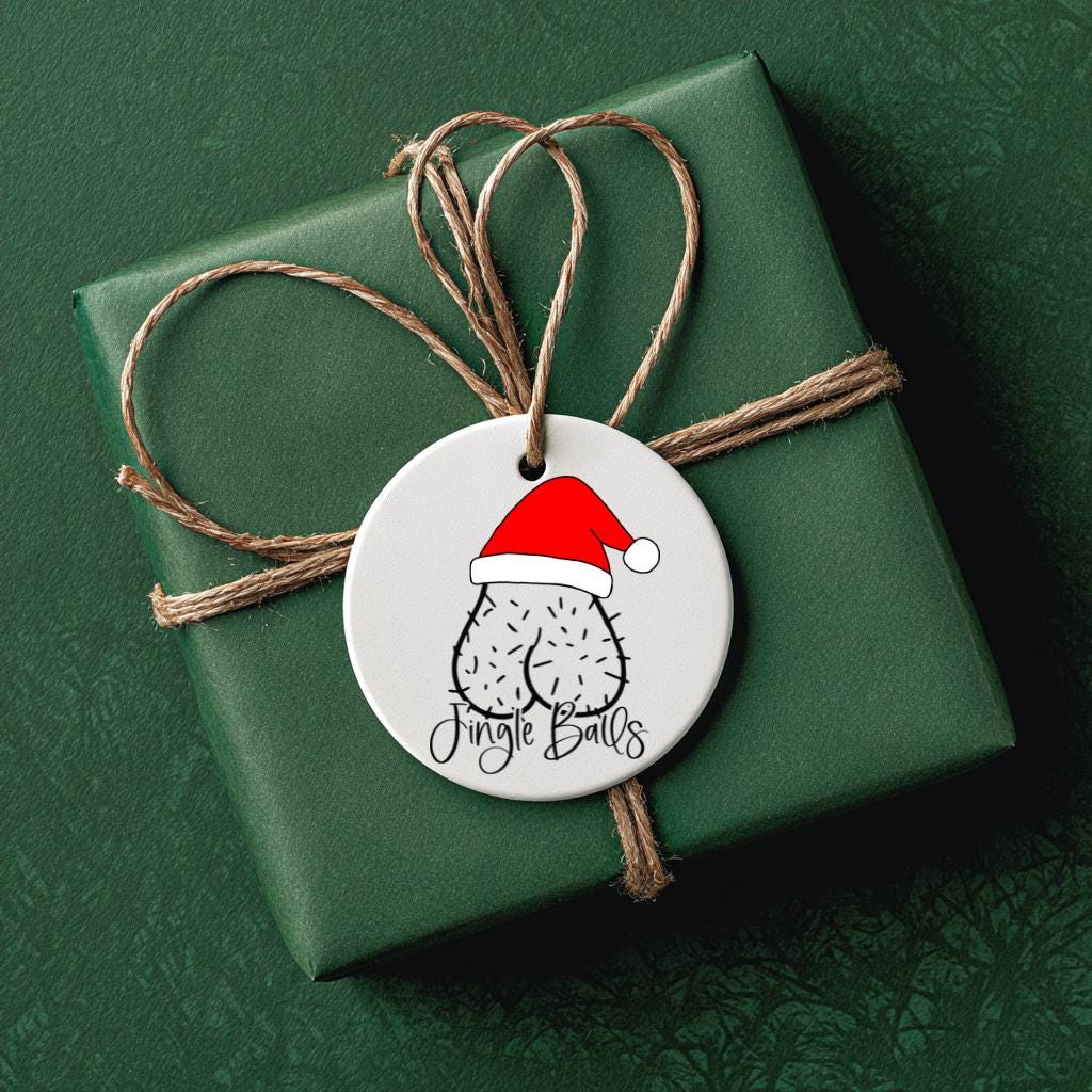 Jingle Balls Funny Adult Ornament – White Elephant Gag Gift, Secret Santa, Naughty Christmas Present
