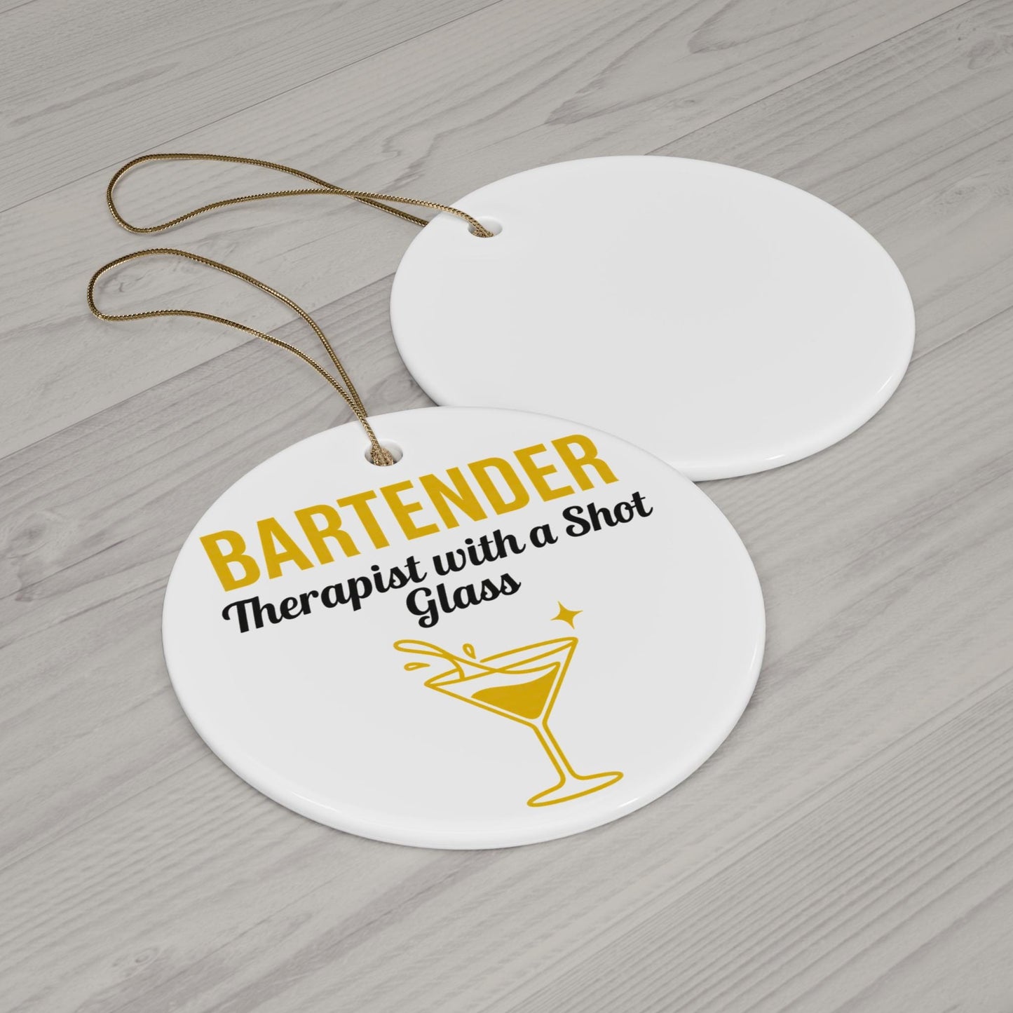 Funny Bartender Ornament Therapist Shot Glass Mixologist Christmas Gift Bar Humor Decor