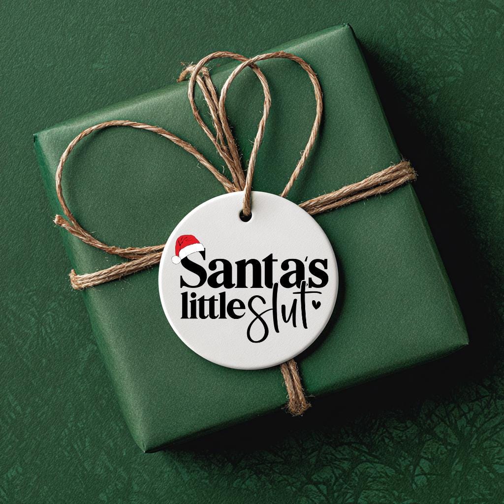 Santa’s Little Sl*t Adult Ornament – Naughty Christmas Gag for Secret Santa, Personalized