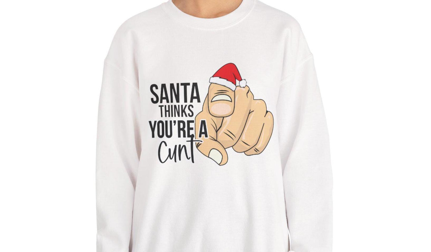 Funny Santa Thinks You're Bad Christmas Sweatshirt: Sarcastic Holiday Humor Gift for Adults