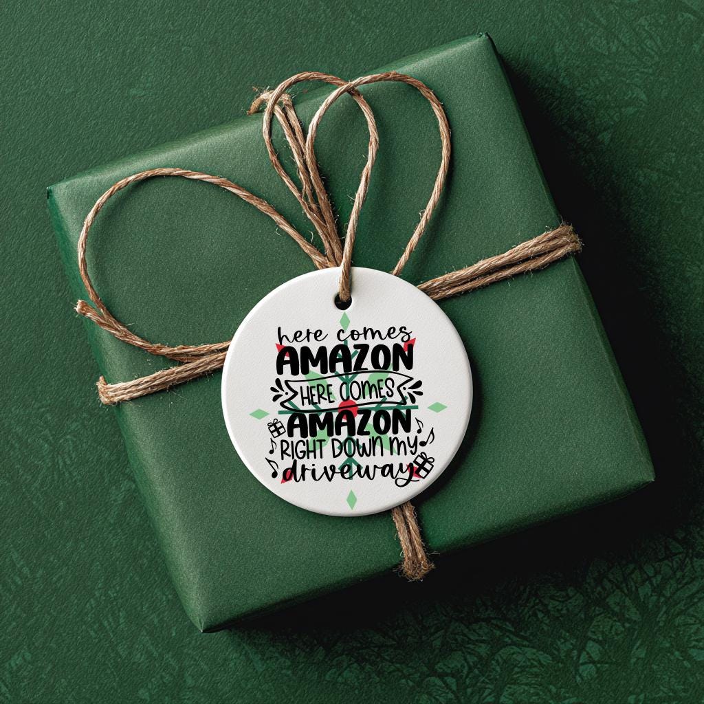 Amazon Addict Christmas Ornament – Online Shopping Funny Gag Gift for Friends or Family
