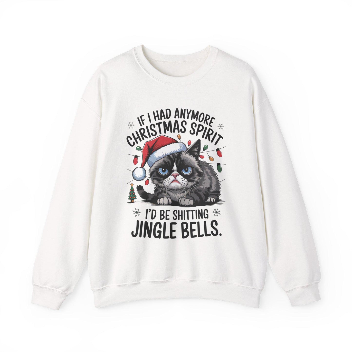 Grumpy Cat Christmas Sweatshirt Adult Humor Holiday Crewneck Funny Xmas Sweater Gift