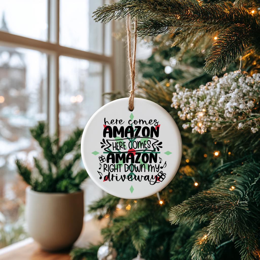 Amazon Addict Christmas Ornament – Online Shopping Funny Gag Gift for Friends or Family